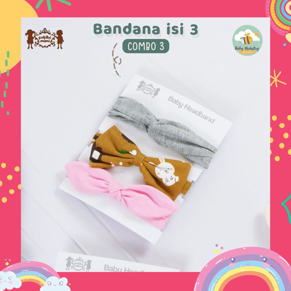 PETITE MIMI HEADBAND ISI 3/ BANDANA BAYI isi 3 / AKSESORIS RAMBUT BAYI