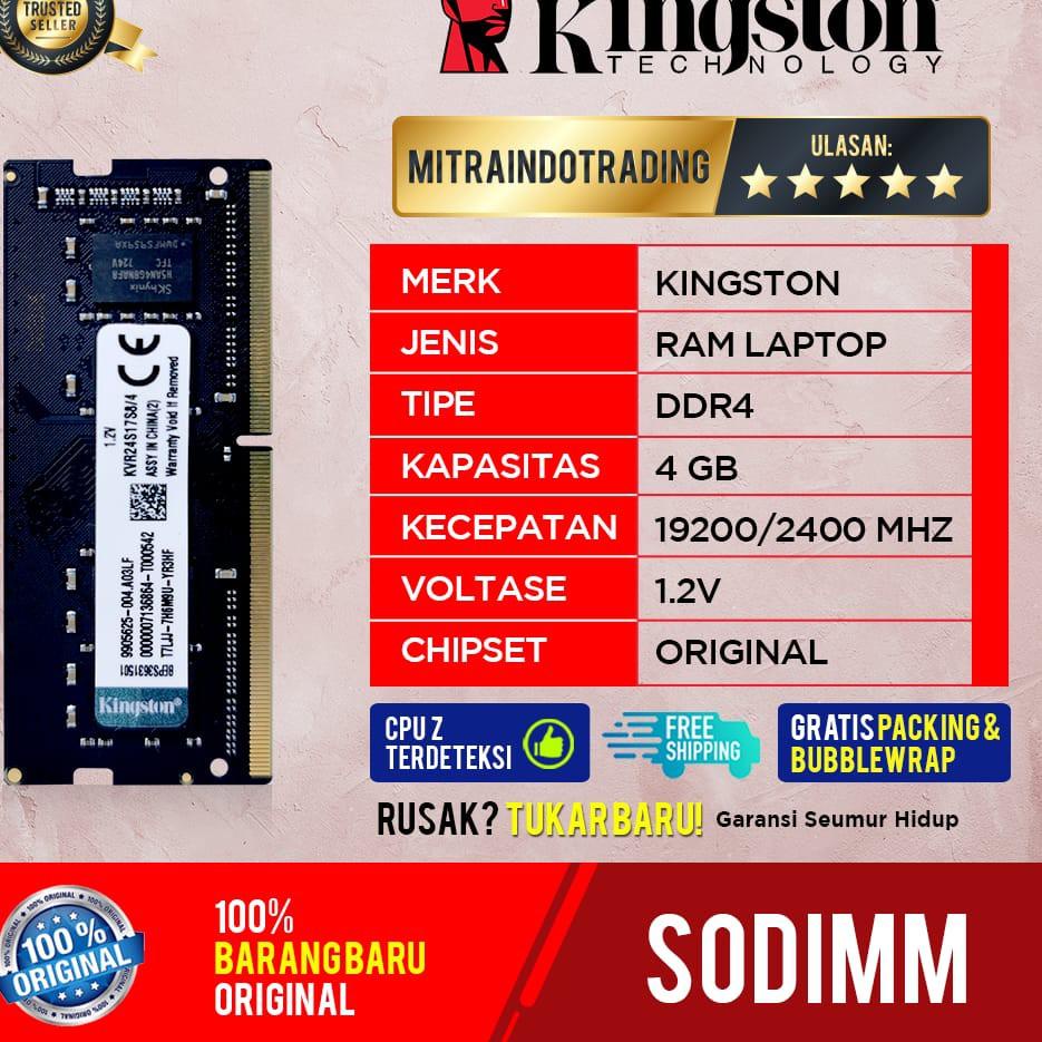 Buruan Beli ZDS0G RAM KINGSTON SODIMM DDR4 4GB PC 19200 73 Terbatas