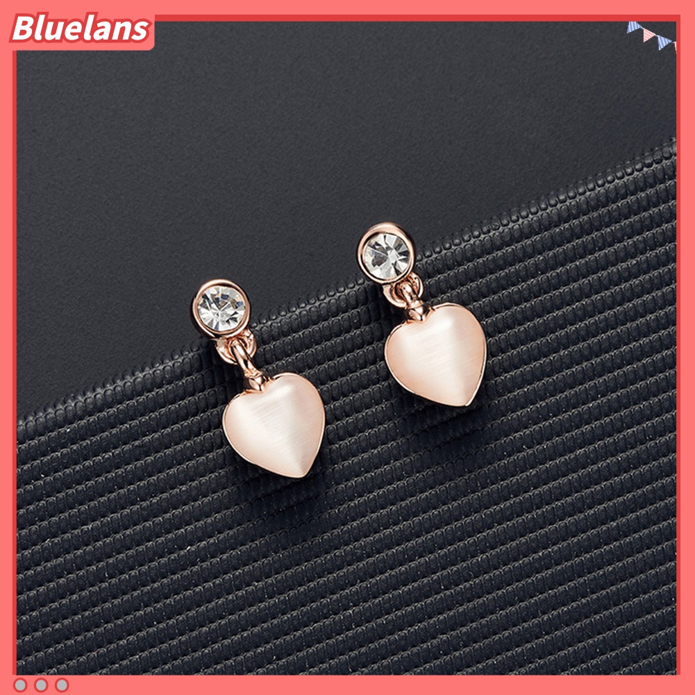 Set Perhiasan Kalung Anting Berlian Imitasi Bentuk Hati