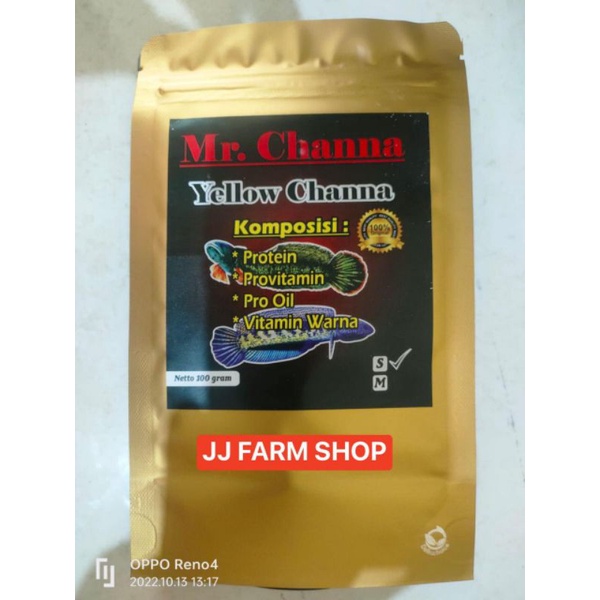pelet Mr Channa YELLOW KUNING GOLD 100gram pakan ikan hias koi koki louhan arowana dll