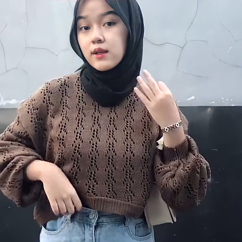SWEATER CROP OVERSIZE TANGAN BALON/OUTER CROP RAJUT PREMIUM