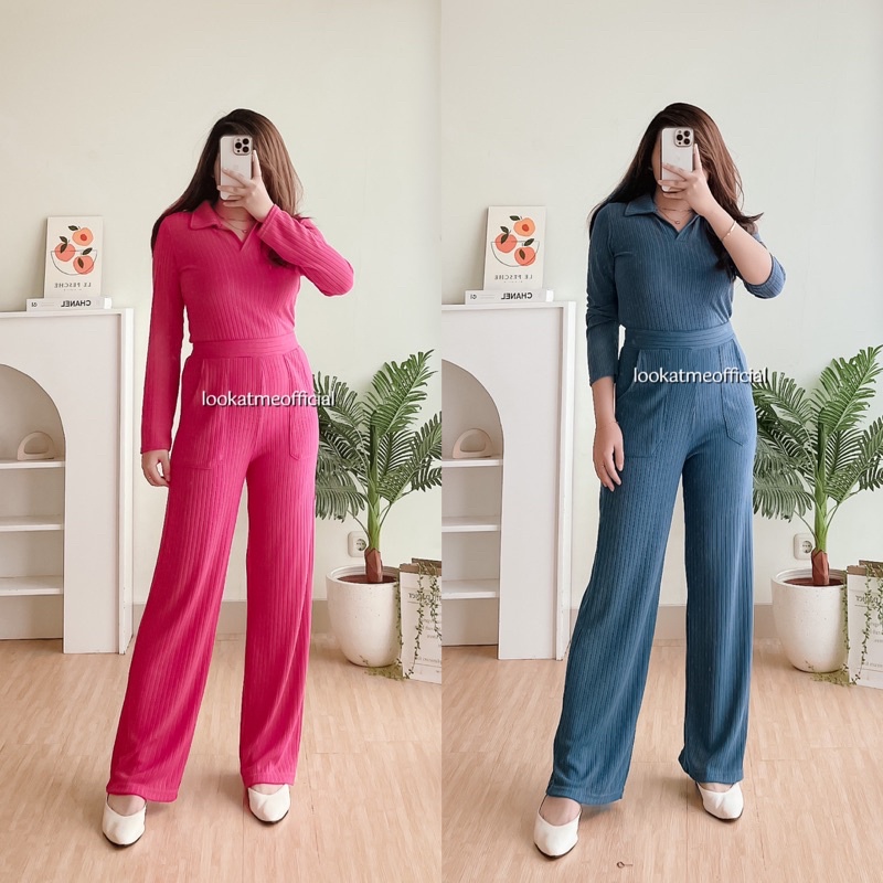 lookatmeofficial • Malika Set - Setelan Atasan dan Bawahan Bahan Knit Premium