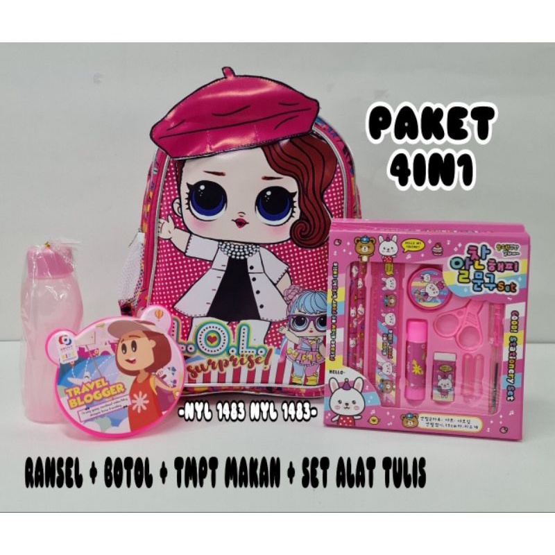 TAS LOL 4 IN 1 TAS SEKOLAH ANAK PEREMPUAN KARAKTER LOL TAS ANAK LOL MODEL TERBARU REALPICT