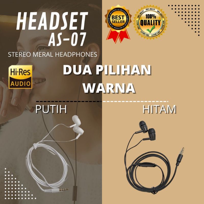 (ba)  Hf Handsfree hf Headset Branded AS07 Bass Murah Meriah