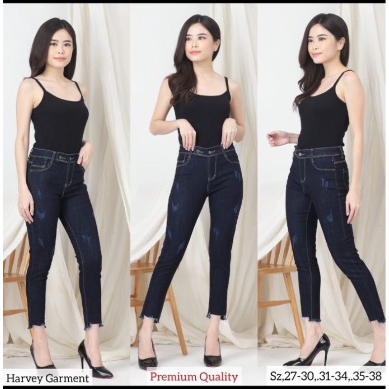 CELANA WANITA 7/9 HARVEY GARMENT  PREMIUM QUALITY BAHAN SOFTJEANS STRETCH MELAR SOBEK TIDAK TEMBUS S