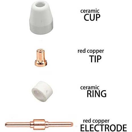 NLG IZUMI/DAIDEN Spare Part Plasma Cut40/Cut-40 Tipe/Type PT31/PT-31 Electrode Long/Tip/Nozzle/Ceram