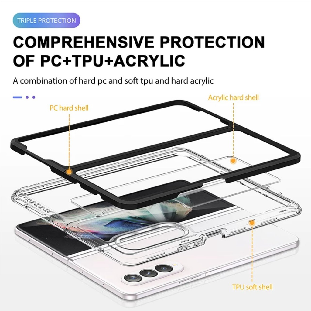 SOFT CASE ACRYLIC WITH LIST SAMSUNG GALAXY Z FOLD 4 5G Z FOLD 3 5G FUZE ACRYLIC SOFT CASING WITH LIST FULL PROTECTOR