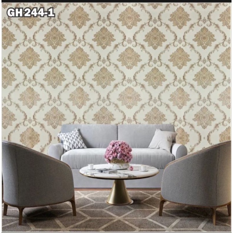 wallpaper sticker dinding 45cm x 10m motif batik new gh244-1