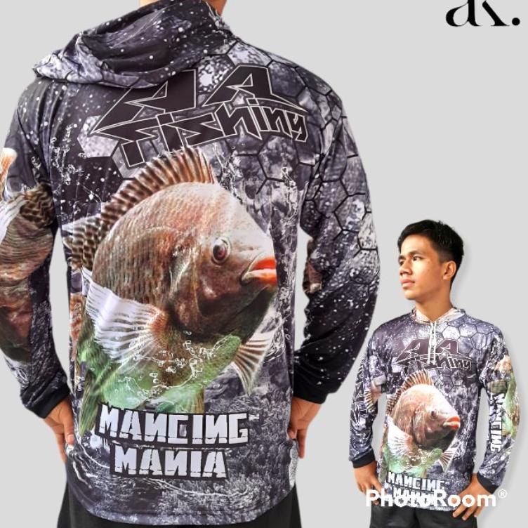 Kaos Mancing Lengan Panjang Pria Size L & XL Full Printing/ Baju Mancing Mania / Jersey Mancing / Ba