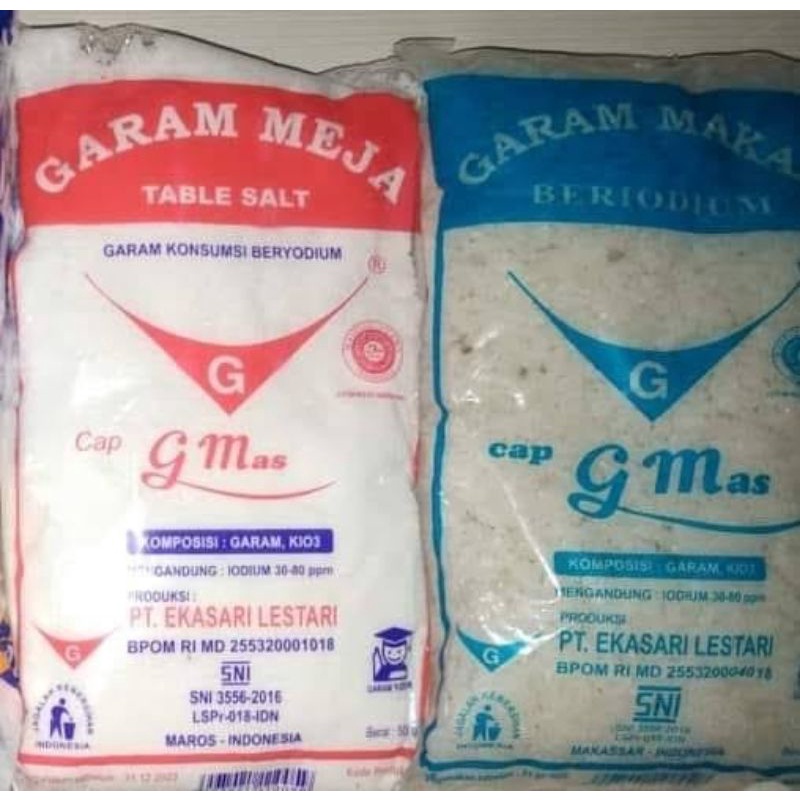 

Garam Halus Kasar 1 pack besar kecil 250g 500g