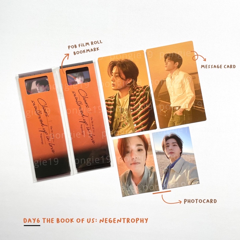 DAY6 NEGENTROPY PC / PHOTOCARD / FILM BOOKMARK / MESSAGE CARD / YOUNGK / JAE / WONPIL