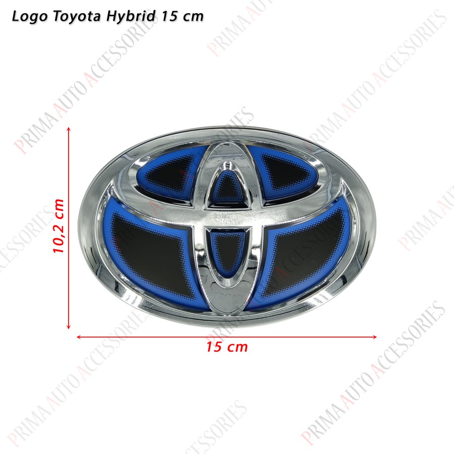 Emblem Logo TOYOTA HYBRID HITAM BIRU  15 Cm