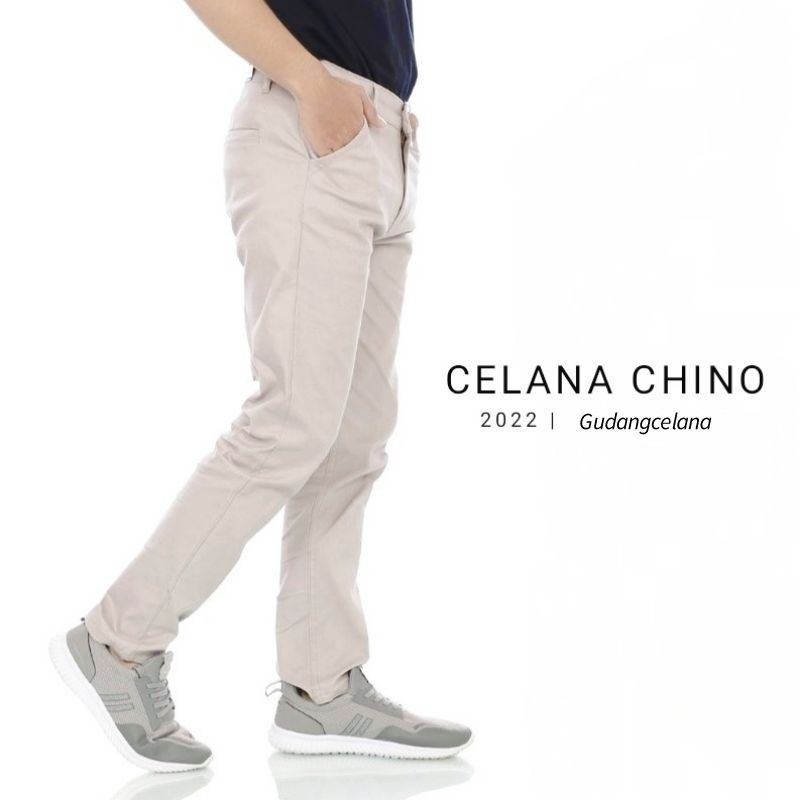 CELANA CHINO Panjang Pria Slimfit KERJAHARIAN Santai Casual Formal Hitam Abu Cream Mocca Size 27-38