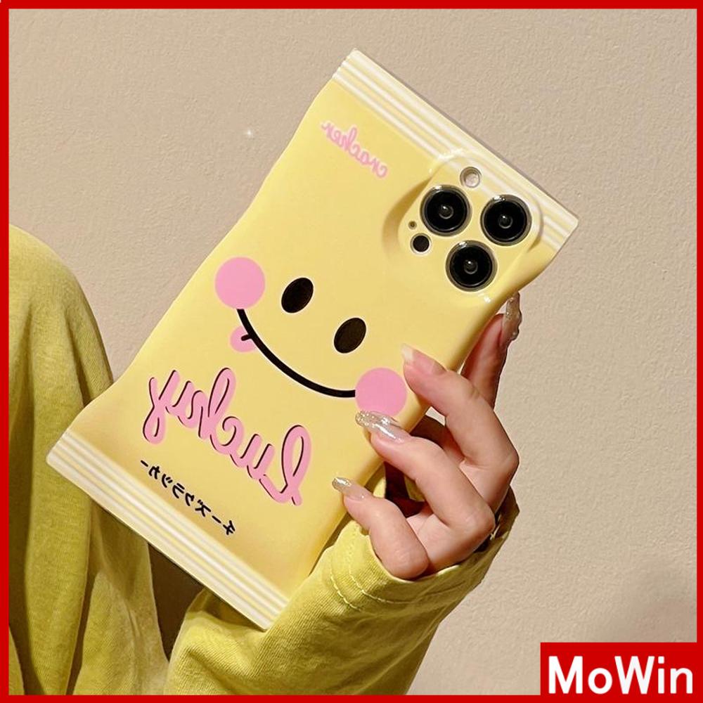 For iPhone 14 Pro Max iPhone Case Snack Bag TPU Soft Case Clear Case Airbag Shockproof Camera Cover Yellow Smiley Cute Compatible For iPhone 13 Pro Max 12 Pro Max 11 7plus XR