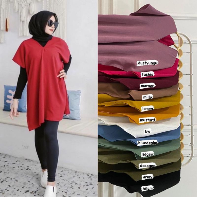 Long Square Nagita Blus Atasan Wanita Crinkle Airflow