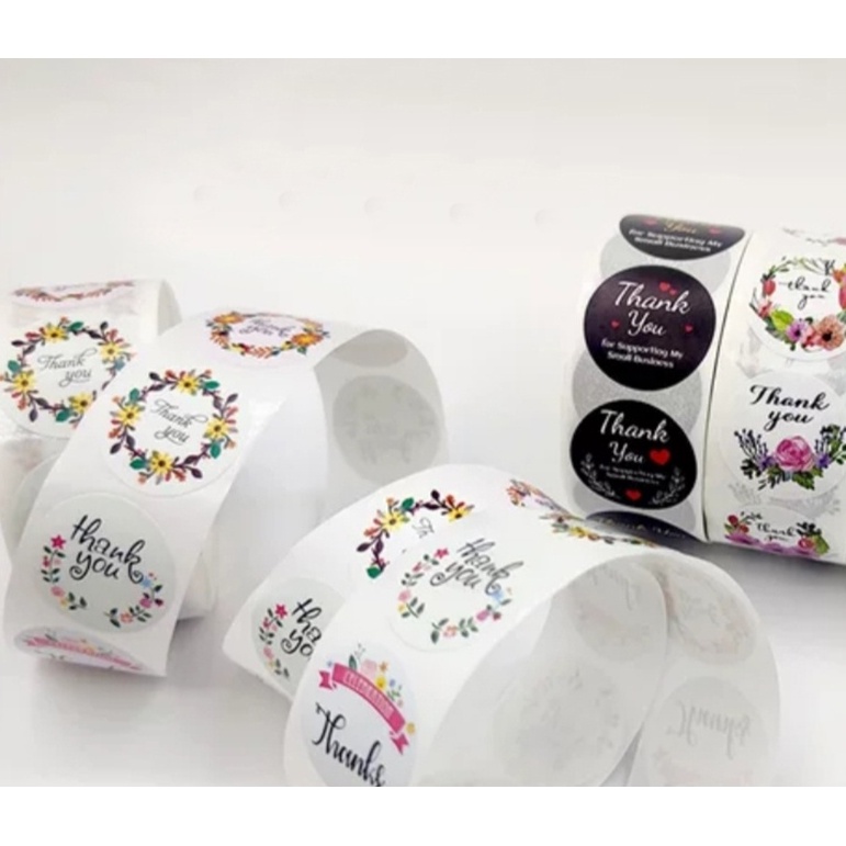 

Stiker label Thank You 500 pcs ( 1 Roll ) 25mm Produk Makanan Sticker craft kartu ucapan logo / surat / box STC01