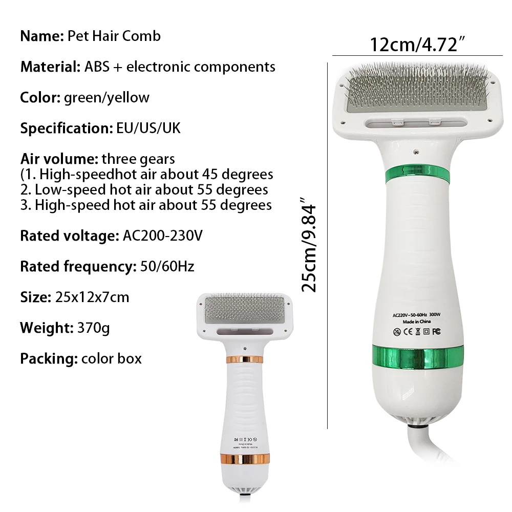 Perfin CWS01/CWS02 Pengering Rambut Anjing Pengering Bulu Kucing Sisir Perawatan Peliharaan Hair Dryer Hewan 2 In 1