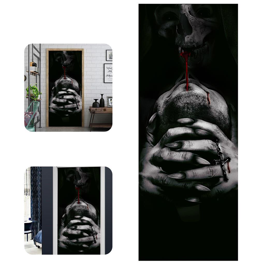 Stiker Pintu 3D Bahan PVC Anti Air Untuk Dekorasi Pesta Halloween (house2020)