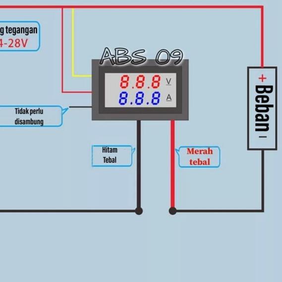 Voltmeter ammeter alat ukur pengukur Volt ampere meter arus DC digital