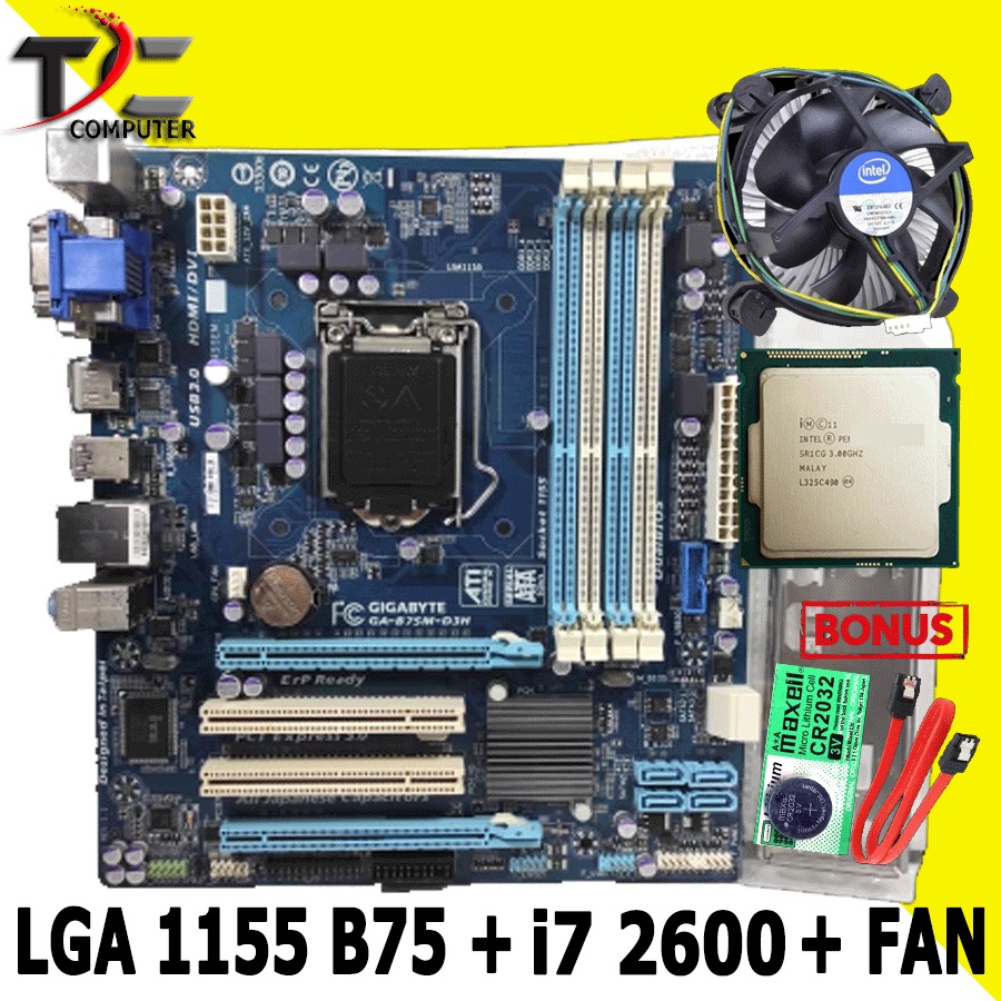 Mainboard Intel LGA 1155 GIGABYTE B75 + I7 2600 + FAN
