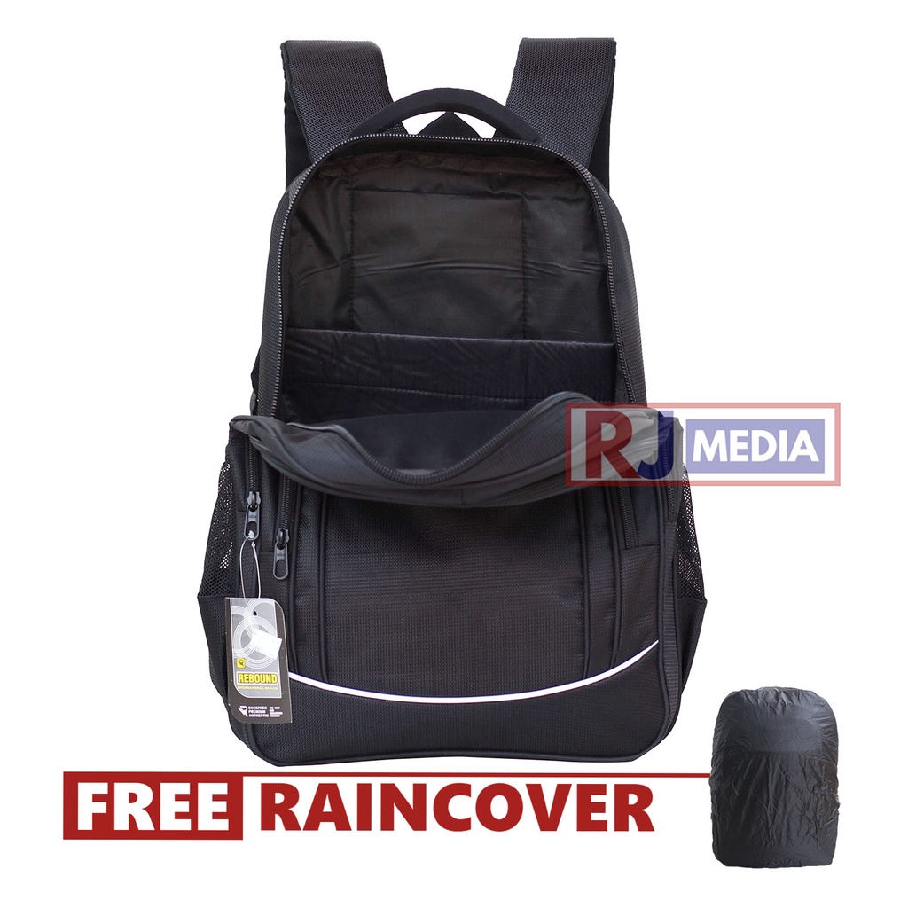 Backpack Sekolah Terbaru Rebound Warna Hitam List Silver Ransel Sekolah SMP SMA Kuliah Kerja Seminar Cowok Cewek Tas Anak Kualitas Tinggi Pria Wanita Bahan Tebal Jahitan Kuat Bonus Raincover Laptop In