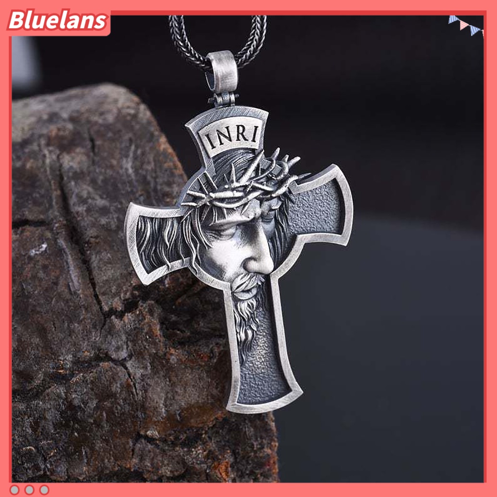 Bluelans Crown of Thorns Jesus Cross Pendant Necklace Unisex Chain Jewelry Accessory Gift
