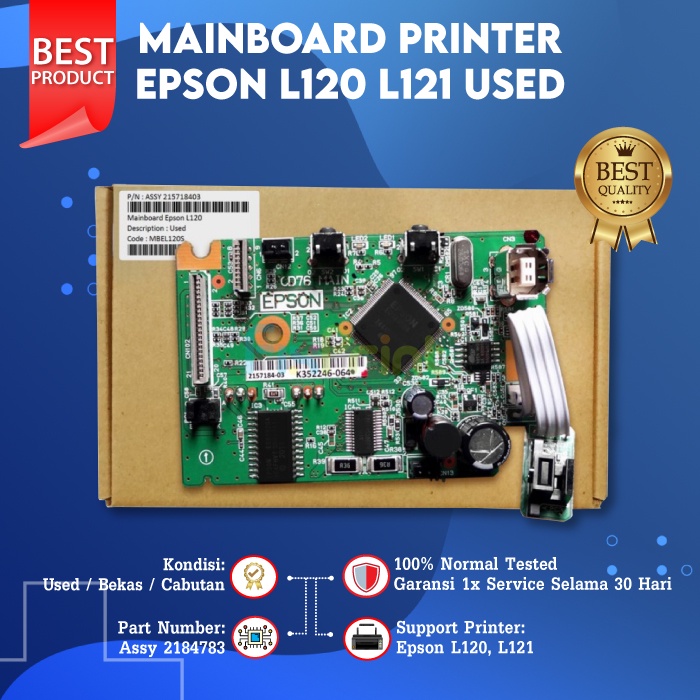 Board Printer Epson L120 L121, Mainboard Epson L-120 L-121, Motherboard L120 Used, Part Number Assy 2184783