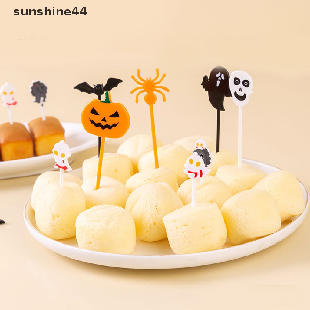 Sunshine 6 / 10pcs Garpu Buah / Dessert / Kue Tema Halloween Bahan Plastik Untuk Anak