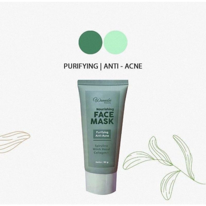 Face Mask Wannabe Beauty||Masker Wajah Spirulina|| Purifying Agne Treatment