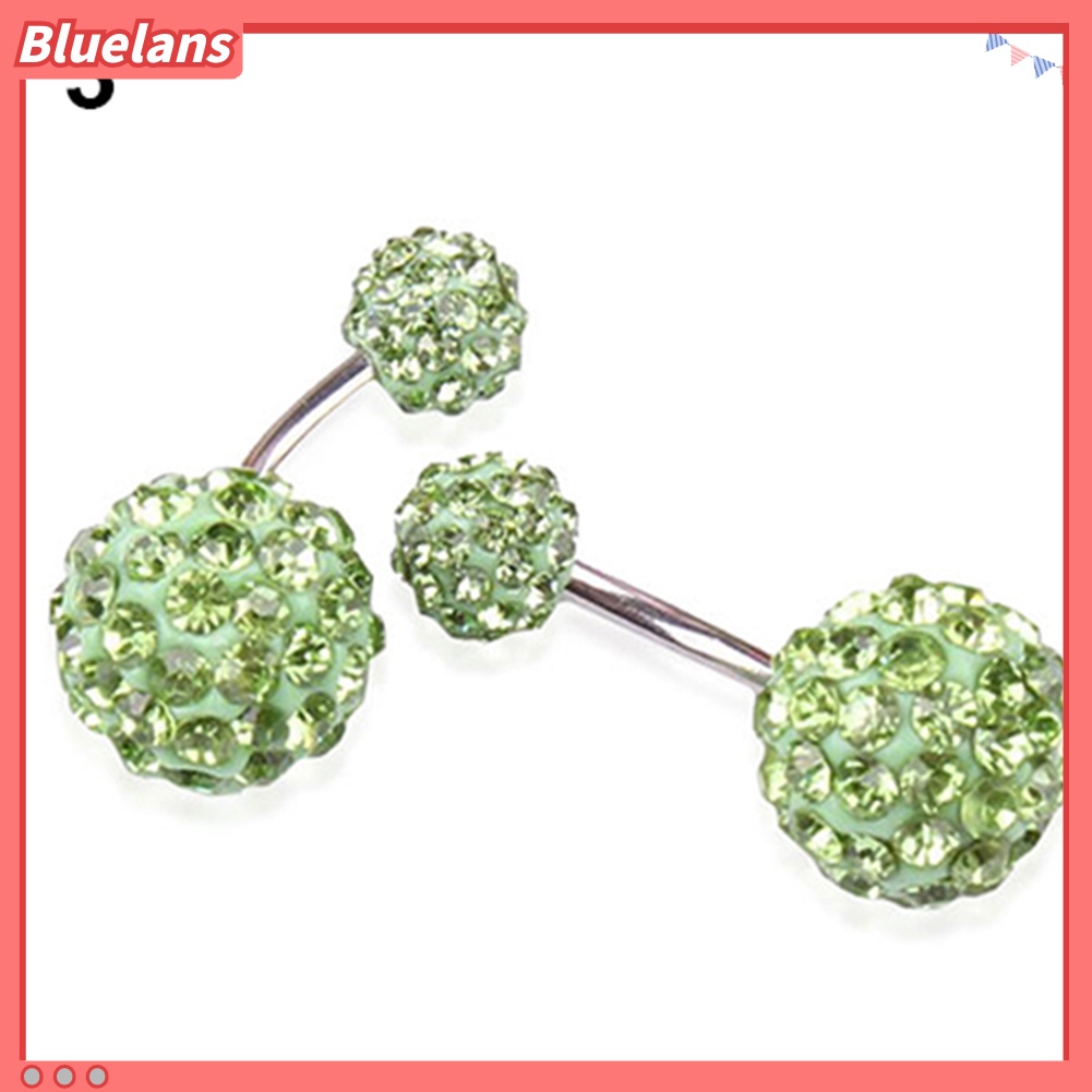 Bluelans Women Fashion Rhinestone Balls Navel Button Barbell Body Piercing Belly Ring