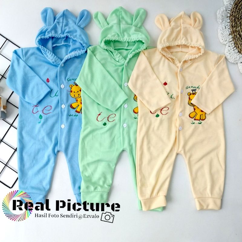 sleepsuit bayi buka kaki/jumper bayi 0-3 bulan motif bordil