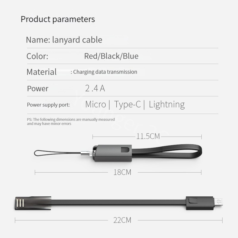 Kabel Data / Charger Micro USB / Type C Fast Charging Portable 22CM Untuk Iphone / Android