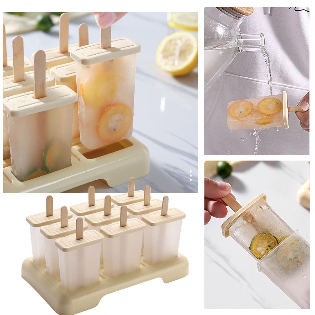 2per4 /6 Grids Bentuk Persegi Cetakan Es Krim DIY Handmade Dessert Pembuat Buah Reusable Ice Cube Tray Home Ice Cream Maker