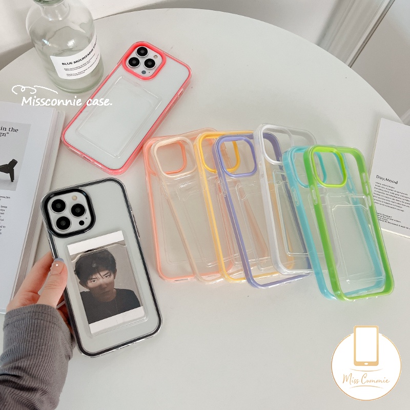 3in1 Soft Case Holder Kartu Kredit Warna Macaron Untuk iPhone 11 7Plus 8Plus XR 14 13 12 11 Pro MAX 6 6S 7 8 Plus X XS MAX SE 2020