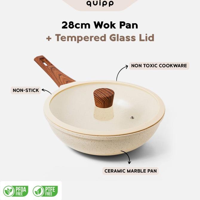 TERBARU Quipp Marble 28cm Ceramic Wok Pan | Wajan Keramik Anti Lengket /PERALATAN MASAK SET/PANCI PR