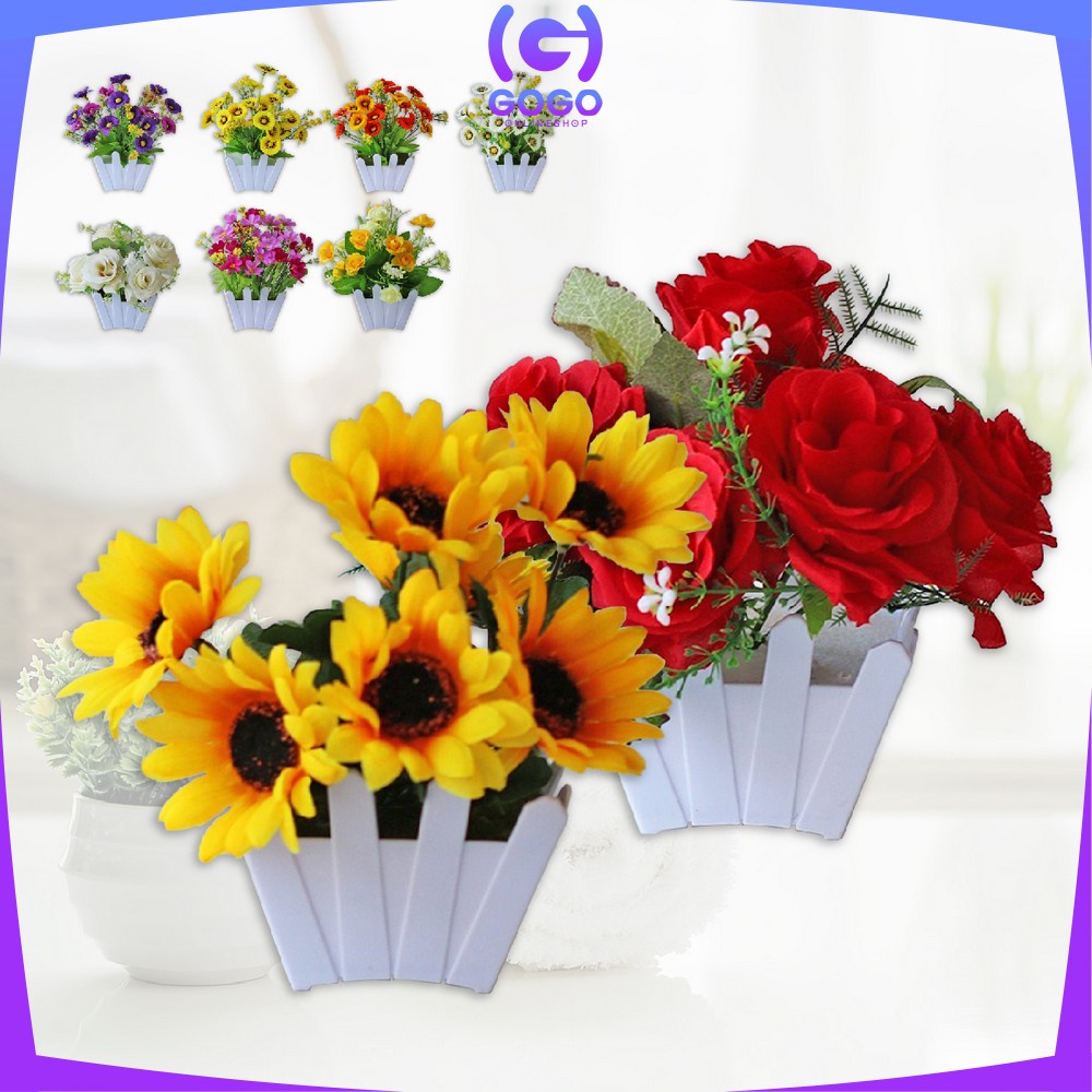 GOGO-C289 - C300 Ornamen Pot Bunga Hias Tanaman Bunga Hias Plastik Artificial Flower / Bunga Pajangan Meja / Hiasan Dekorasi Rumah