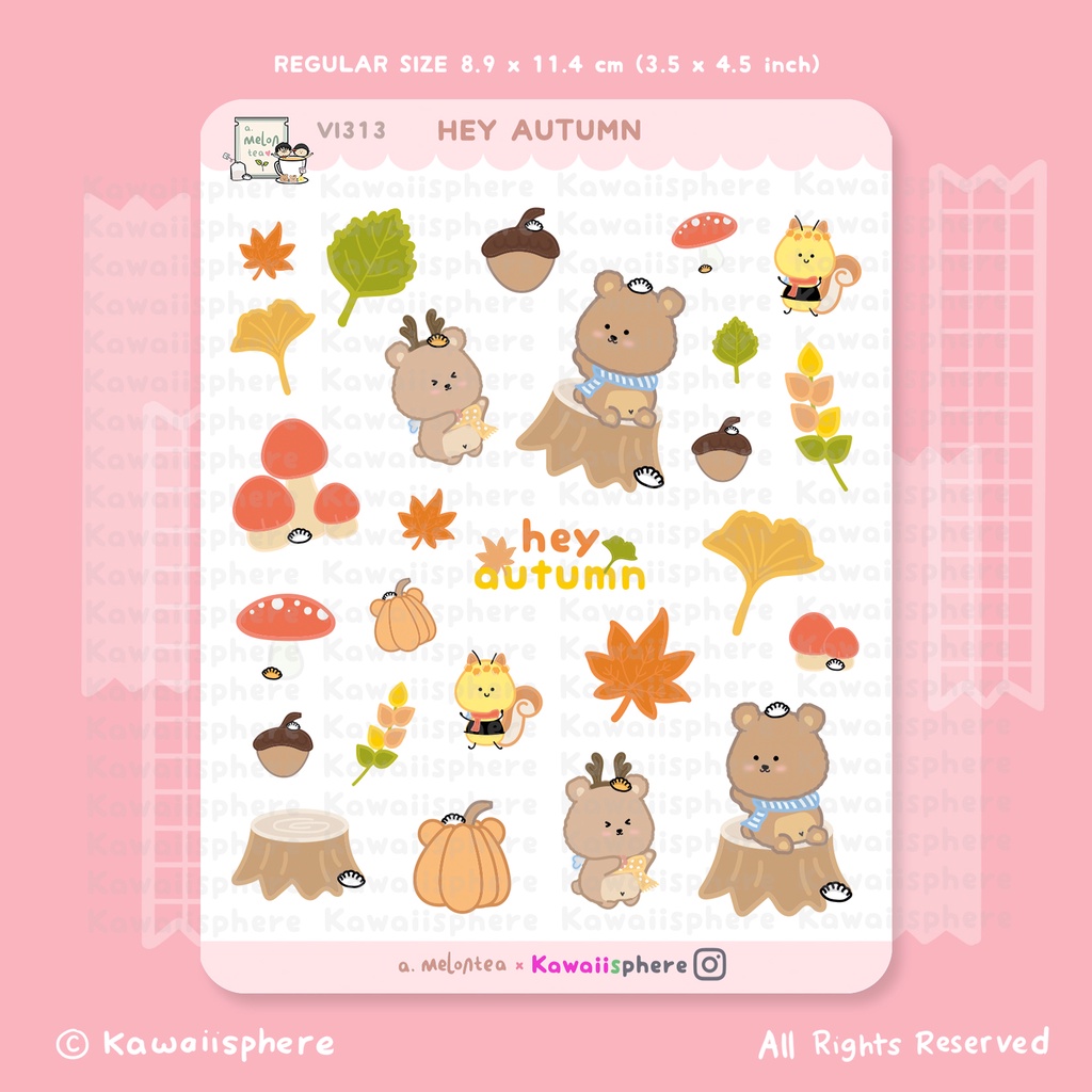 

Hey Autumn | VI313 a.melontea x Kawaiisphere Autumn Sticker | Stiker Jurnal / Planner Musim Gugur