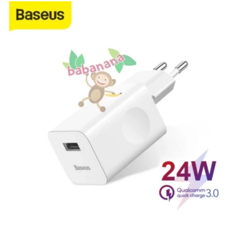KEPALA CHARGER BASEUS 24W QUICK CHARGER QC3.0 - Putih