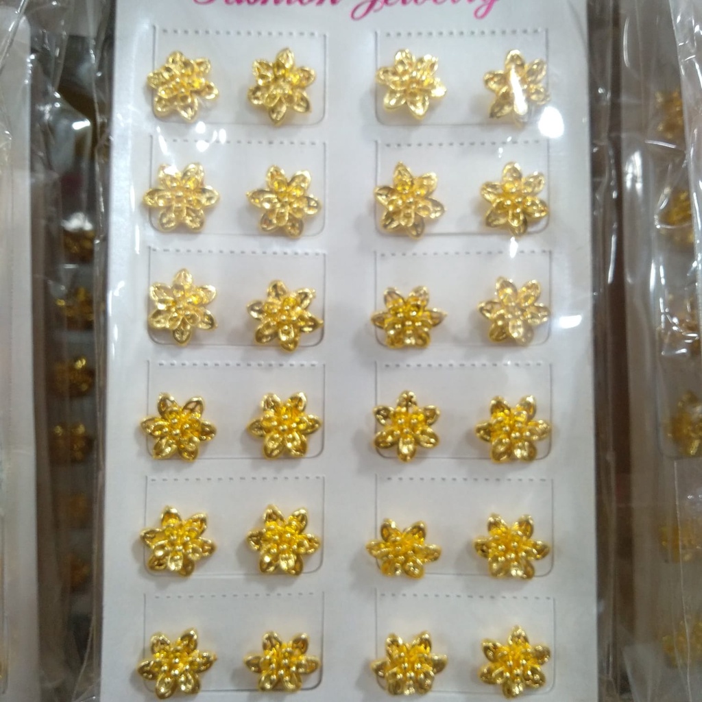 AV170 Grosir Anting Tusuk Motif Bunga Lapis Emas