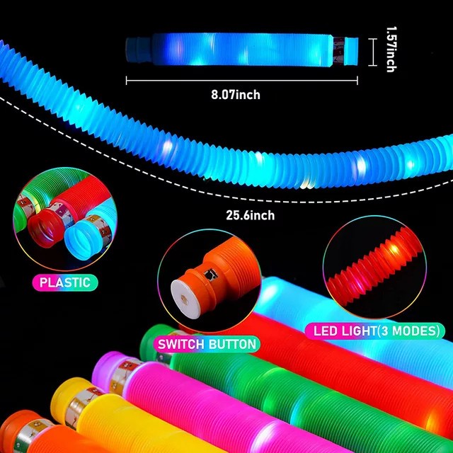 MOMBABY1 Bisa menyala pop tubes dengan lampu - mainan sensory motorik autis