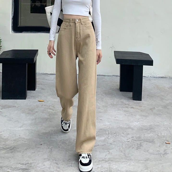 Harga Bersahabat Highwaist Kulot Jeans wanita Loose Mocca