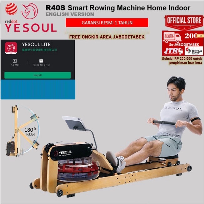 YESOUL R40S Smart Rowing Machine Foldable - Alat fitness Dayung GARANSI RESMI