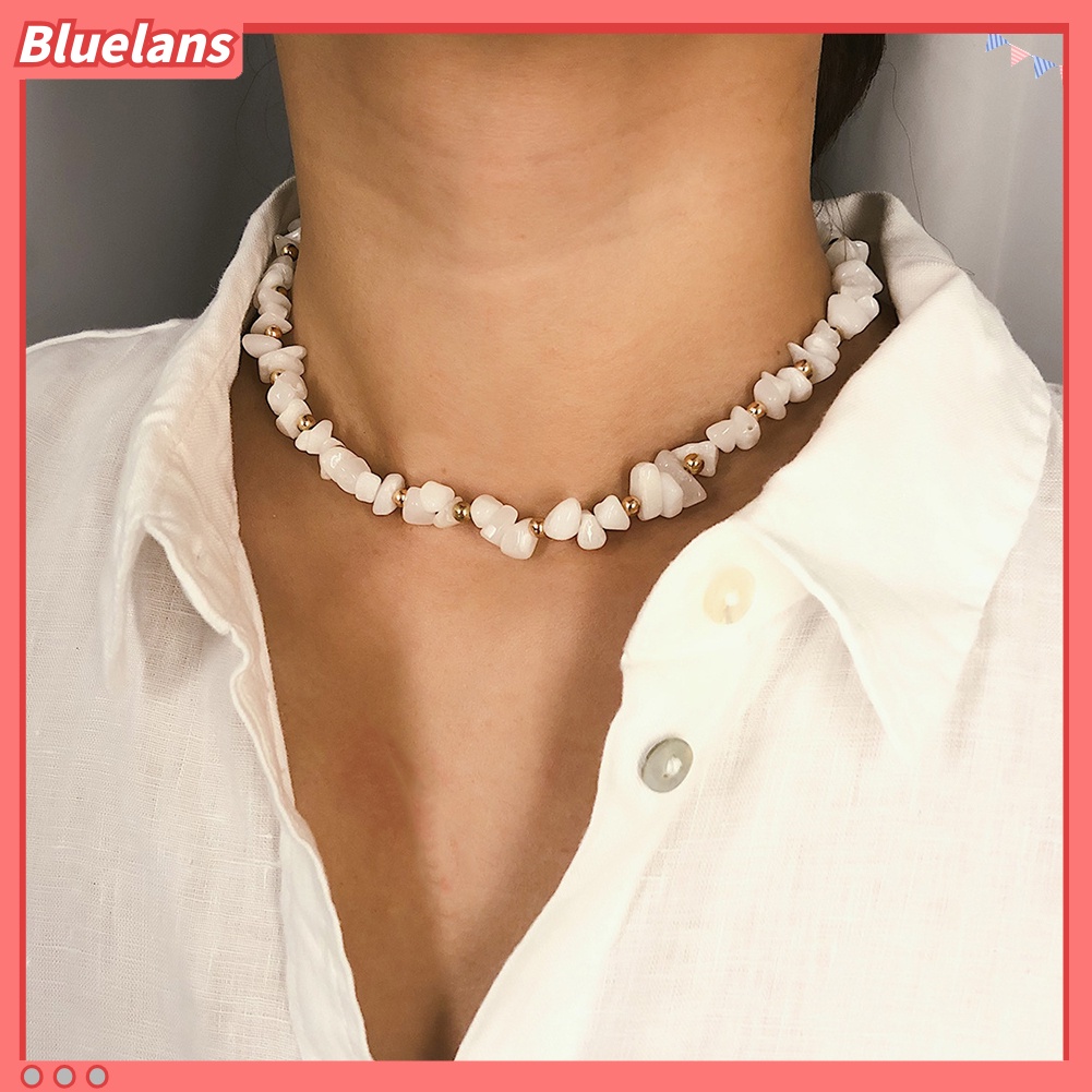 Bluelans Bohemian Summer Beach Women Irregular Stone Beaded Choker Necklace Jewelry