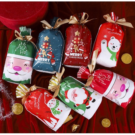

50pcs Christmas Goodie Bag, Plastik cookies natal