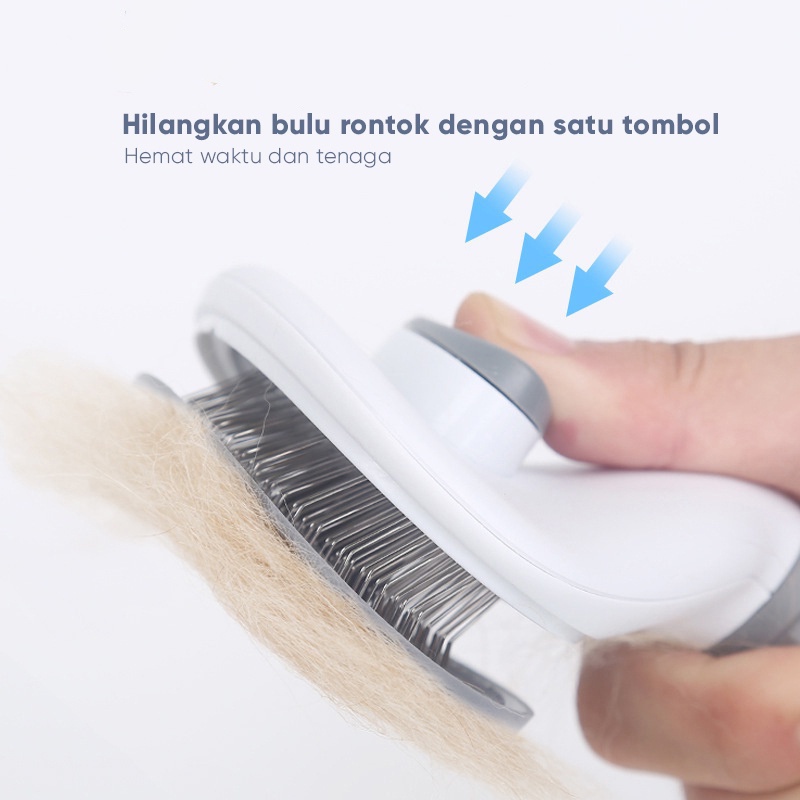 Sisir Kucing Anjing Tombol Otomatis Pembersih Pengangkat Bulu Mati Rontok Panjang Pendek Sikat Kelinci Alat Grooming Murah Pet Brush Hair Rambut for Cat Dog Puppy Anak Kitten Aksesoris Murah Comb