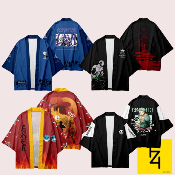 Kimono jepang pria wanita cosplay anime one piece luffy M L XL XXL 2L 2XL cardigan outer harajuku st