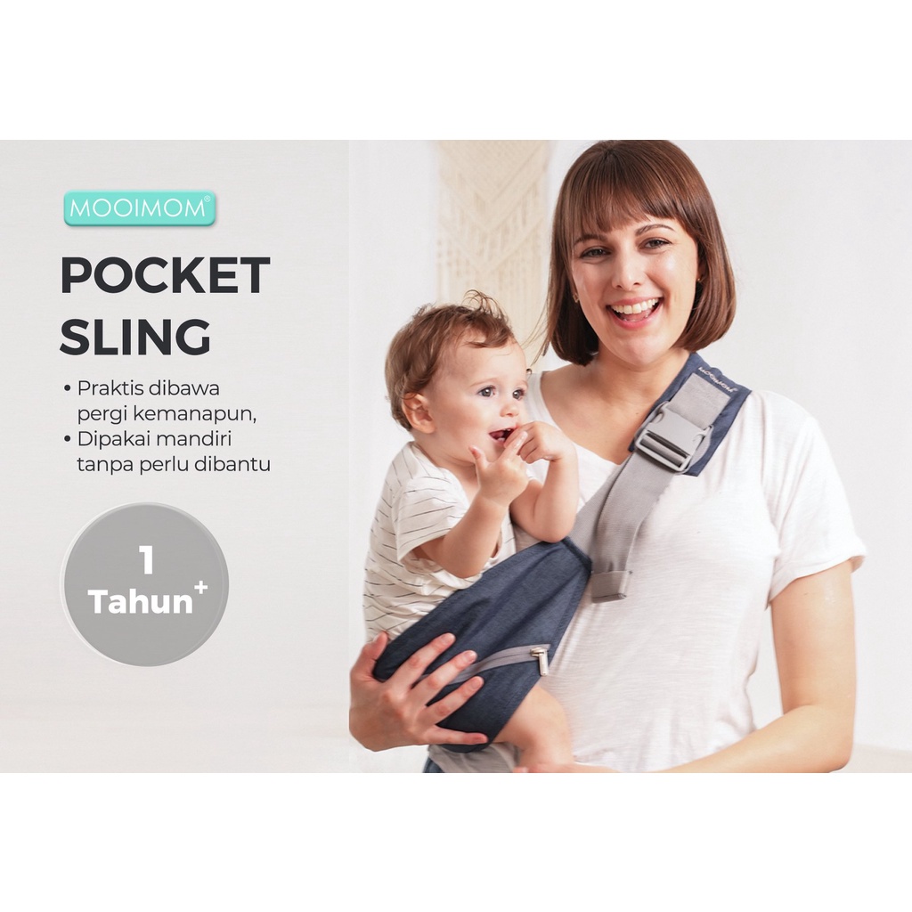 MOOIMOM Pocket Sling Gendongan Bayi Samping 3.5 kg – 20 kg