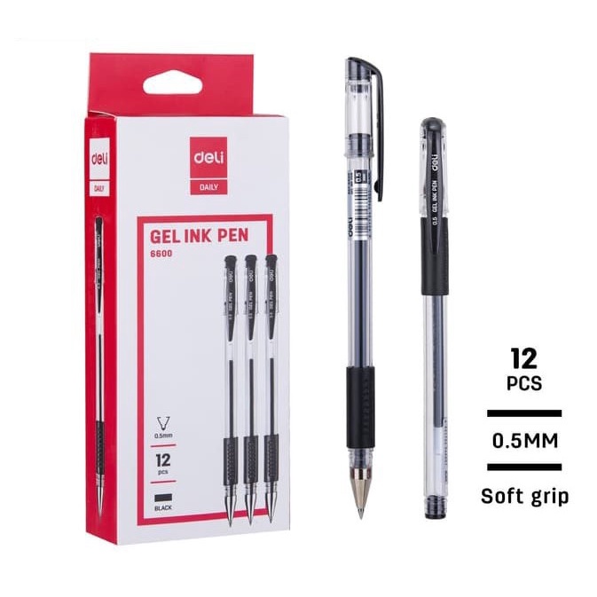 

PULPEN BALLPOINT JEL DELI 0.5 MM E-6600 GEL PEN BAGUS
