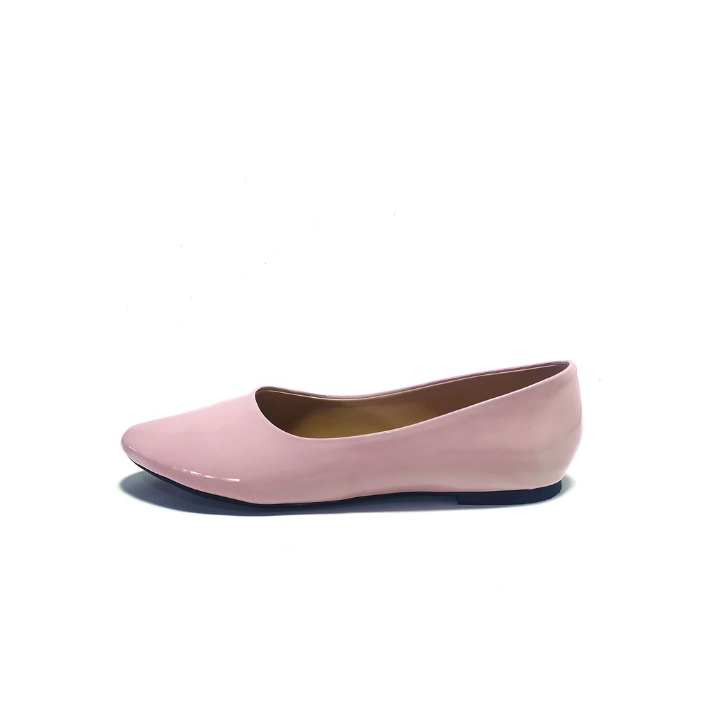 Workswell Sepatu Flat Wanita Basic Ujung Lancip Kode 3697 Peach Glossi