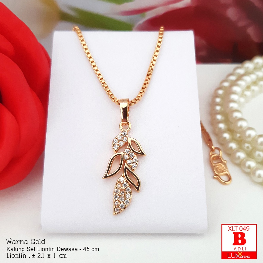 XLT 049 Kalung Liontin Set Permata Zirkon Perhiasan Lapis Emas 18K Kalung Xuping Panah Cinta Love Luxx Xuping